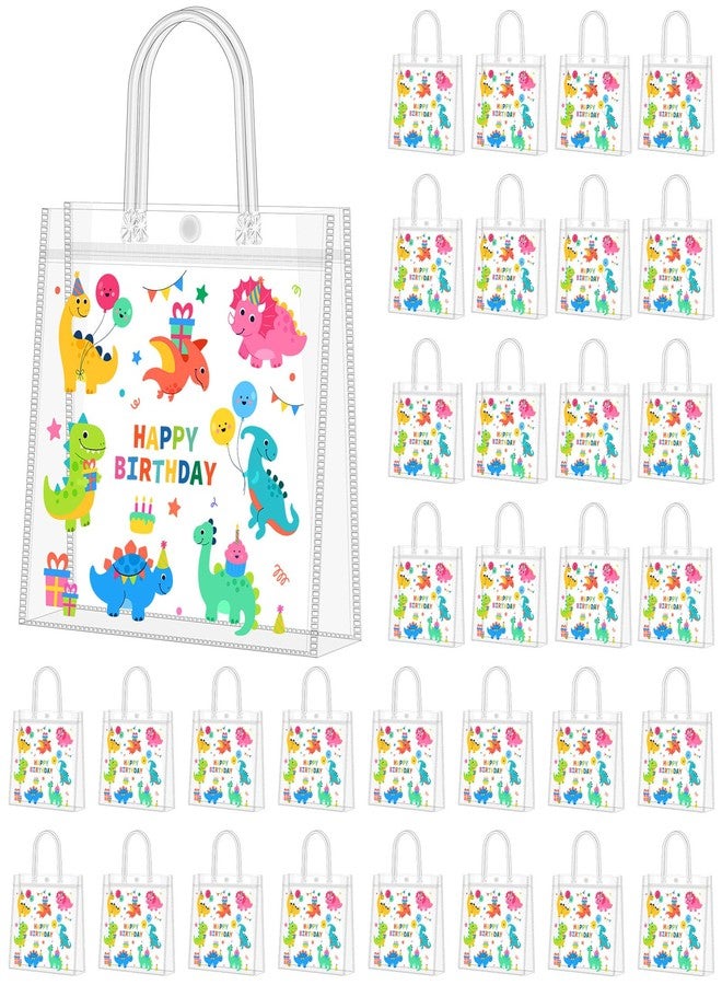 Supervitae 36 Pcs Dinosaur Clear Favor Bags with Handle Reusable Plastic PVC Gift Bag Animal Goodies Treats Wrap Totes for Birthday Party Supplies, 8 x 8 x 3.15 Inch - Image 1